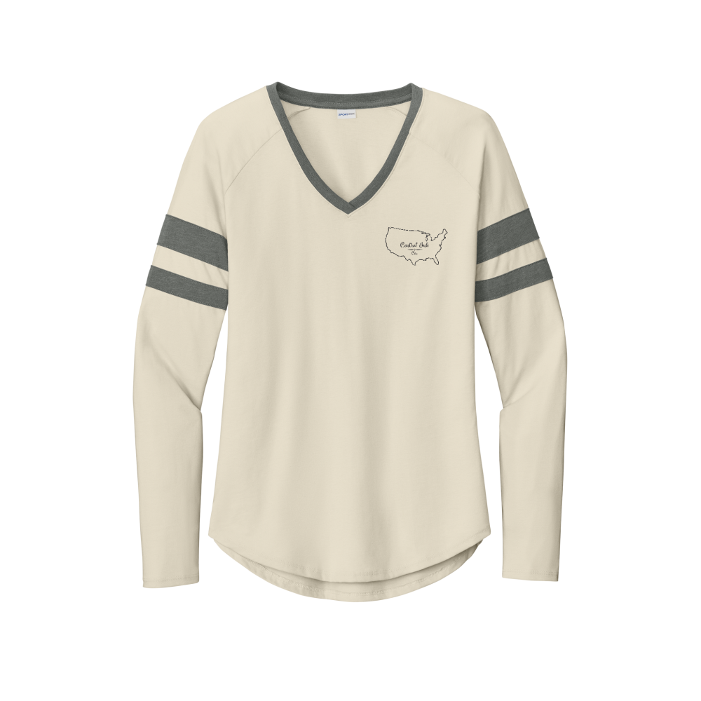 Sport-Tek® Women's Halftime Stripe Long Sleeve V-Neck Tee