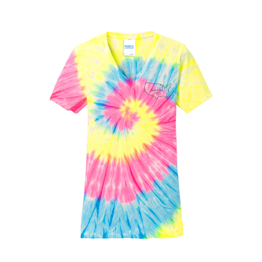 Port & Co™ Women's Tie-Dye V-Neck Tee
