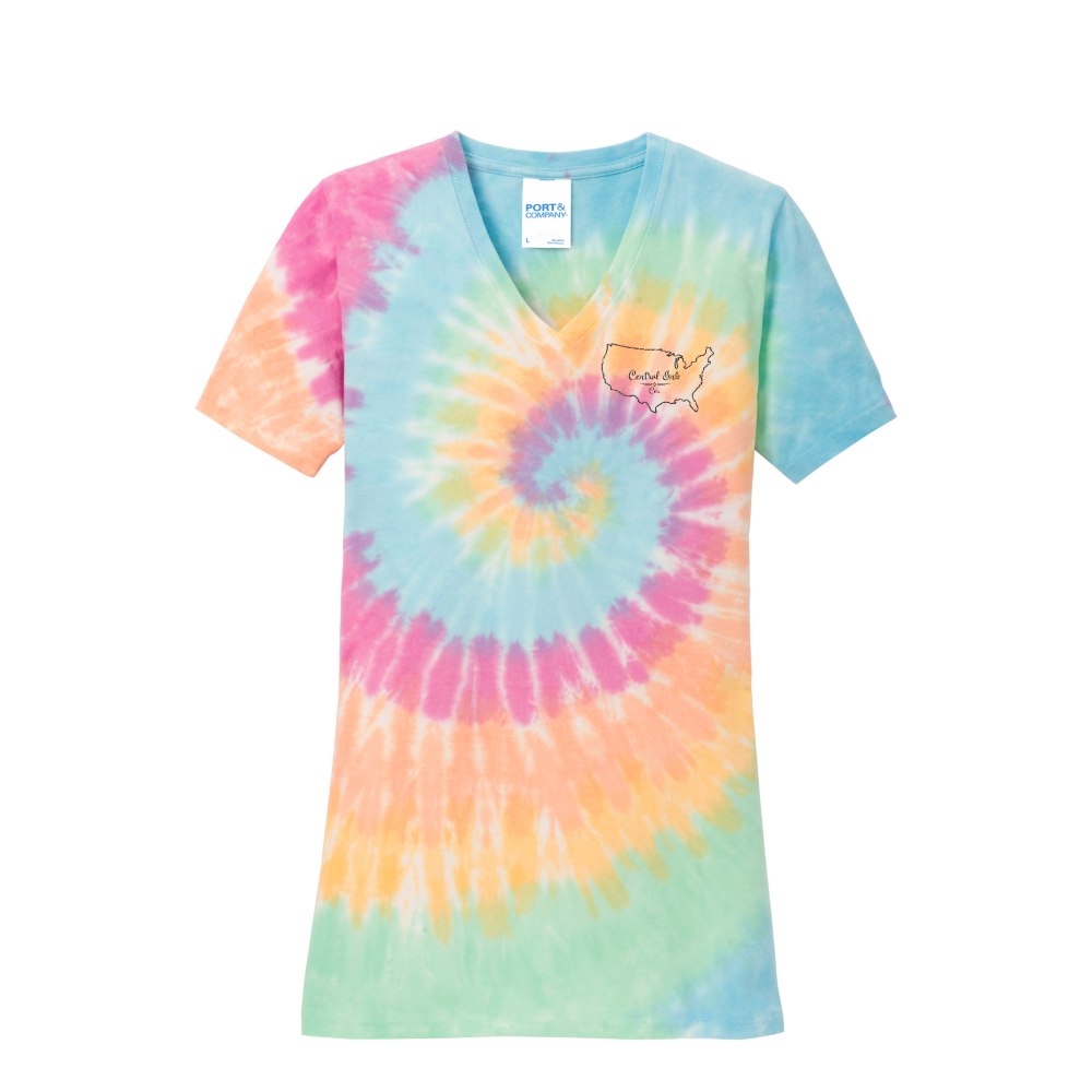 Port & Co™ Women's Tie-Dye V-Neck Tee